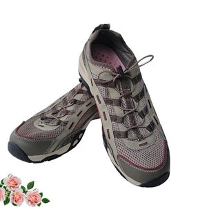 LL Bean Leather & Mesh Trail Hiking Lace Up Sneakers Gray 260974 Men's Size 9 M